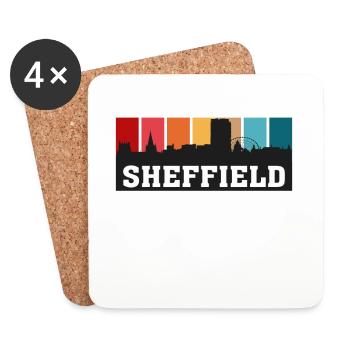 Sheffield England Travel Souvenir Skyline Landmark - Coasters (set of 4) - white - Front