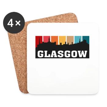 Glasgow Ecosse Voyage Skyline Souvenir Landmark - Dessous de verre (lot de 4) - blanc - Devant