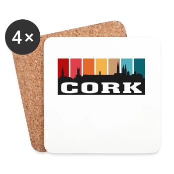 Cork Ireland Travel Souvenir Skyline Irische Flagge - Untersetzer (4er-Set) - Weiß - Vorne