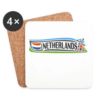 Pays-Bas Voyage Souvenir Landmark Drapeau Néerlandais - Dessous de verre (lot de 4) - blanc - Devant