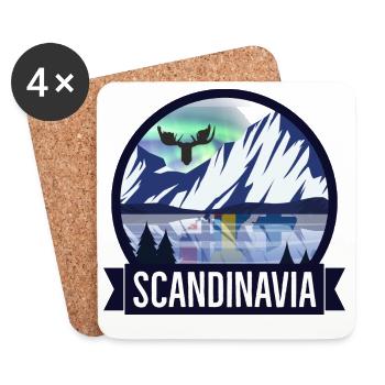 Nordic landscape with northern lights - Coasters (set of 4) - white - Front