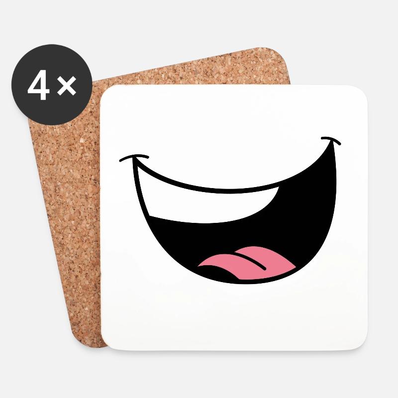 Minimalistische Lippen & Augen Schwarz - Untersetzer (4er-Set) - Weiß