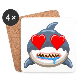 Funny Shark Whale Emoticon Anime Cartoon - Coasters (set of 4) - white - Front