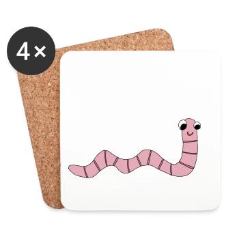 Earthworm *** blank - Coasters (set of 4) - white - Front
