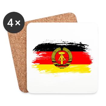 DDR Flaggen Design / Geschenkidee - Untersetzer (4er-Set) - Weiß - Vorne