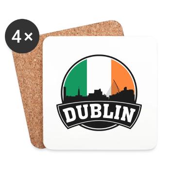 Dublin Irland Skyline Travel Souvenir Irische Flagge - Untersetzer (4er-Set) - Weiß - Vorne
