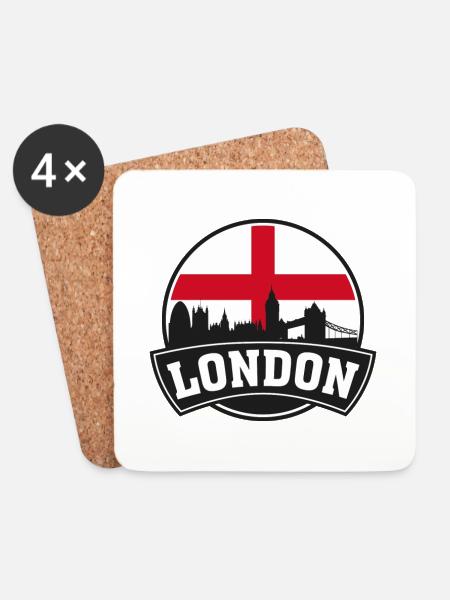 London England Skyline Travel Souvenir Britisches Fla - Untersetzer (4er-Set) - Weiß