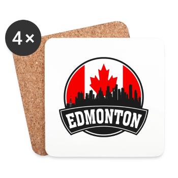 Edmonton Canada Skyline Travel Souvenir canadien F - Dessous de verre (lot de 4) - blanc - Devant