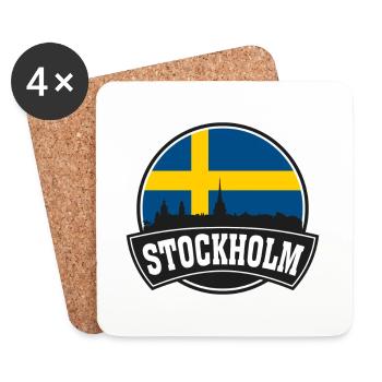 Stockholm Suède Skyline Voyage Souvenir Suédois F - Dessous de verre (lot de 4) - blanc - Devant