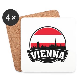 Vienna City Skyline Austria Flag Souvenir - Coasters (set of 4) - white - Front