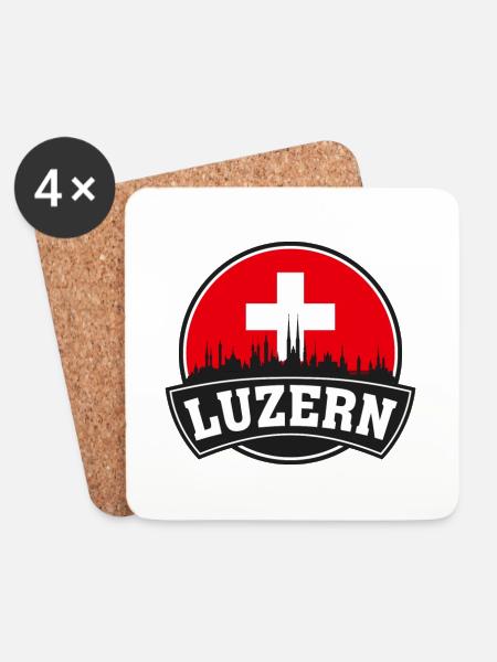 Luzern Schweiz Skyline Travel Souvenir Swiss F. - Untersetzer (4er-Set) - Weiß