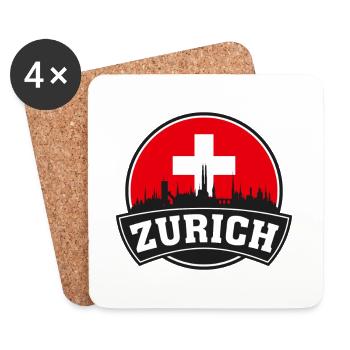 Zurich Suisse Skyline Travel Souvenir Swiss F - Dessous de verre (lot de 4) - blanc - Devant