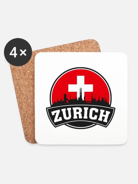 Zürich Schweiz Skyline Travel Souvenir Swiss F. - Untersetzer (4er-Set) - Weiß