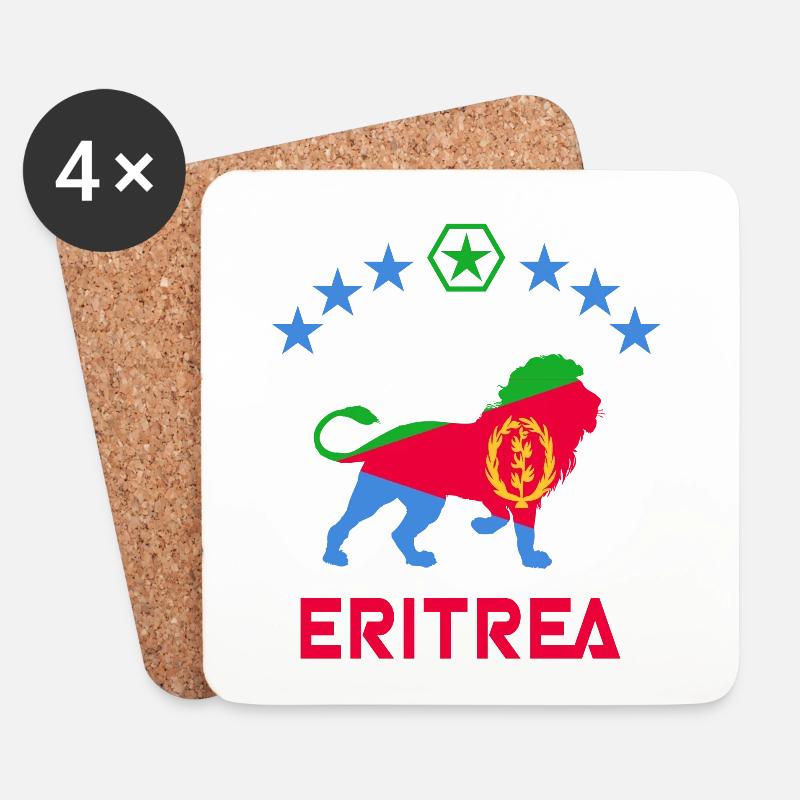 Eritrea Löwen Design - Untersetzer (4er-Set) - Weiß