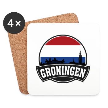 Groningen Netherlands Skyline Travel Souvenir Dutc - Coasters (set of 4) - white - Front