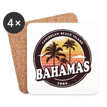 Bahamas vintage palm trees design - Coasters (set of 4) - white - Front