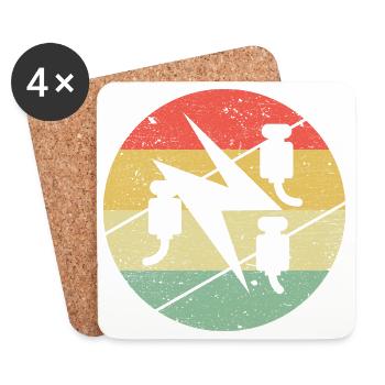 Symbole de guilde d'électricien sur les couleurs rétro vintage - Dessous de verre (lot de 4) - blanc - Devant