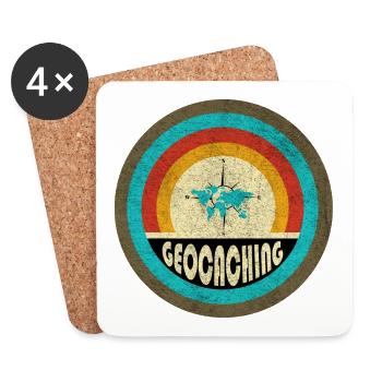 Geocaching Vintage Design - Untersetzer (4er-Set) - Weiß - Vorne