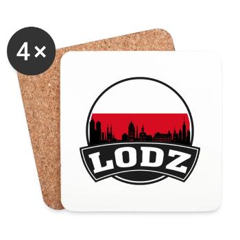 Lodz Poland Skyline Travel Souvenir Polnische Flagge - Untersetzer (4er-Set) - Weiß - Vorne