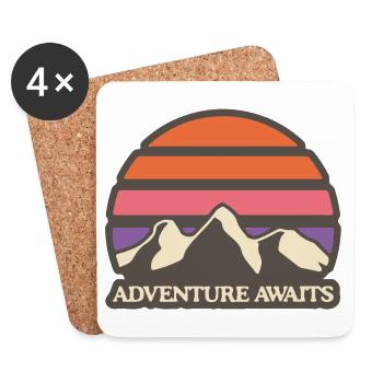 Mountains in retro sunset - Coasters (set of 4) - white - Front