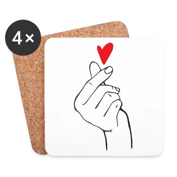 K-Pop Finger Heart - Coasters (set of 4) - white - Front