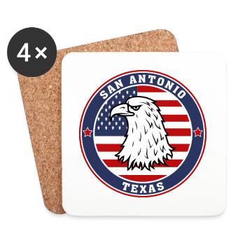 San Antonio City Texas State Etats-Unis Flag Travel Souve - Dessous de verre (lot de 4) - blanc - Devant