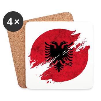 Albanien Vintage Kreis Flagge / Geschenk Tirana - Untersetzer (4er-Set) - Weiß - Vorne