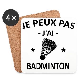 Je Peux Pas J'ai Badminton - Dessous de verre (lot de 4) - blanc - Devant
