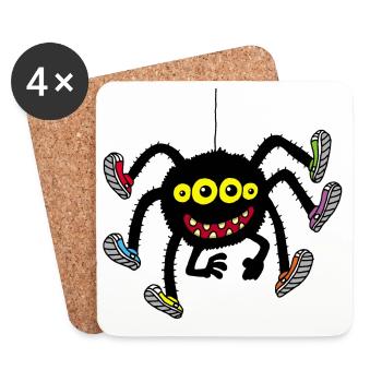 Araignée en chaussures multicolores - Dessous de verre (lot de 4) - blanc - Devant