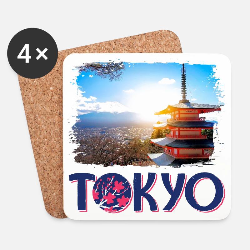 Tokio Tokyo Japan Asien Pagode Berg Mountain - Untersetzer (4er-Set) - Weiß