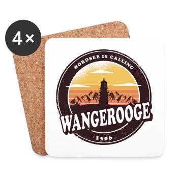 Wangerooge Leuchtturm Sunset Design - Untersetzer (4er-Set) - Weiß - Vorne