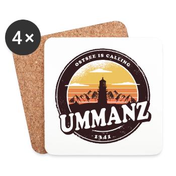 Ummanz Ostsee Leuchtturm Design / Geschenkidee - Untersetzer (4er-Set) - Weiß - Vorne