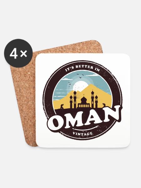 Oman Vintage Moschee Design - Untersetzer (4er-Set) - Weiß