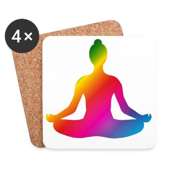 lumineux coloré yoga position silhouette - Dessous de verre (lot de 4) - blanc - Devant