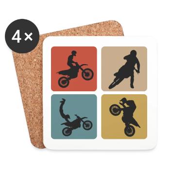 Motorcross Vintage Design / Gift Idea - Coasters (set of 4) - white - Front