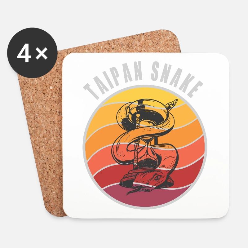 Taipan Schlangen Design / Geschenkidee - Untersetzer (4er-Set) - Weiß