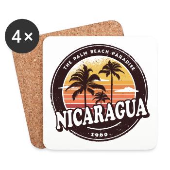 Nicaragua Vintage Beach Design - Untersetzer (4er-Set) - Weiß - Vorne