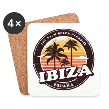 Ibiza Spain Vintage Beach Design - Coasters (set of 4) - white - Front