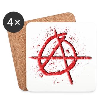 Cool anarchy symbol in 3D look for Antifa Punk - Coasters (set of 4) - white - Front