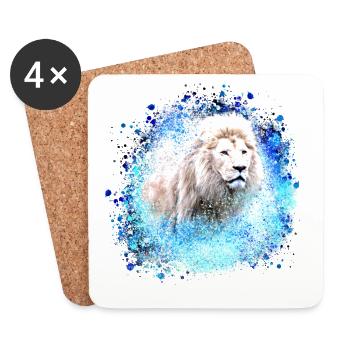 löwe,,löwenkopf, graffiti, blau,weisser löwe - Untersetzer (4er-Set) - Weiß - Vorne