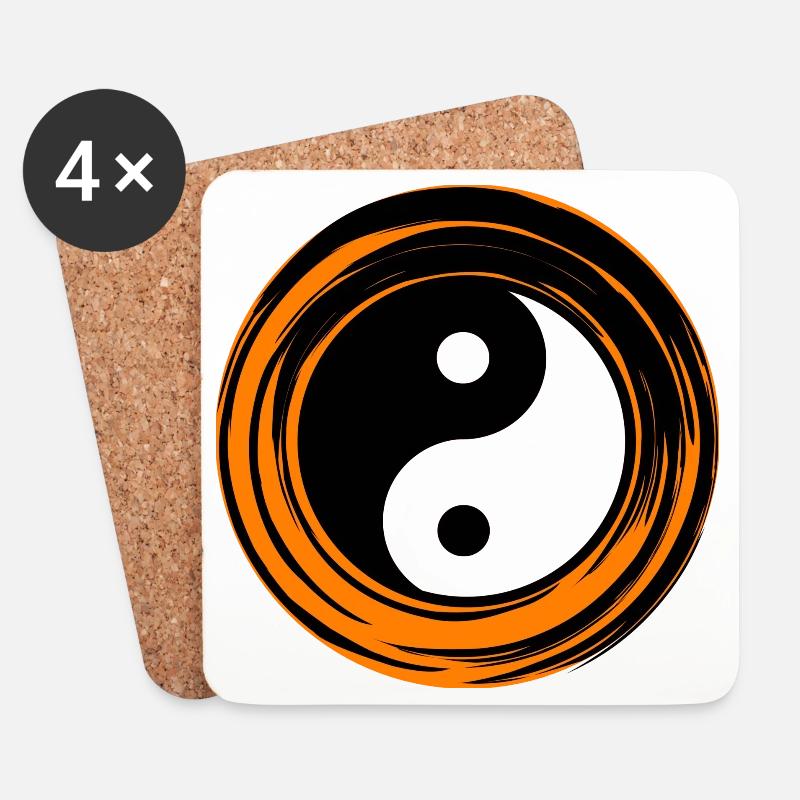 Yin-Yang orange - Untersetzer (4er-Set) - Weiß