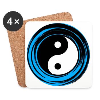 Yin-Yang Blau - Untersetzer (4er-Set) - Weiß - Vorne