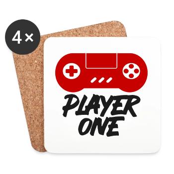 Funny Gaming Citation Humour Lettrage Typographie - Dessous de verre (lot de 4) - blanc - Devant