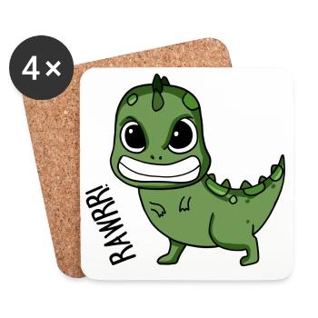 Bébé dinosaure en colère cadeau - Dessous de verre (lot de 4) - blanc - Devant