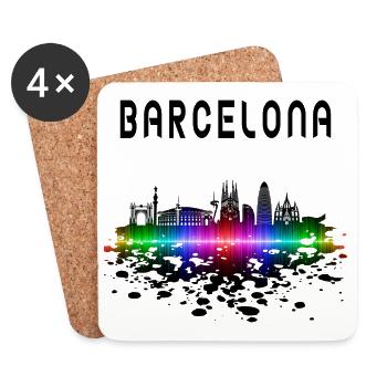 Barcelona Skyline Splash Design / Geschenk - Untersetzer (4er-Set) - Weiß - Vorne