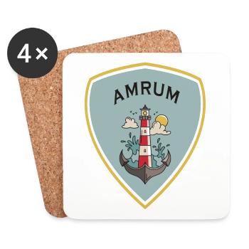 Armoiries du phare d'Amrum - Dessous de verre (lot de 4) - blanc - Devant