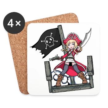 Capitaine de pirate - Dessous de verre (lot de 4) - blanc - Devant