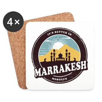 Marrakesch Marokko Vintage Moschee Design - Untersetzer (4er-Set) - Weiß - Vorne