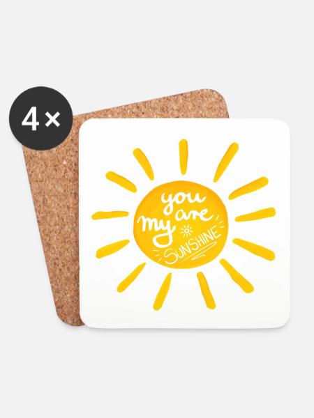 Sunshine; Sonne - Untersetzer (4er-Set) - Weiß