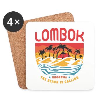 Lombok Indonesia Beach Design - Coasters (set of 4) - white - Front